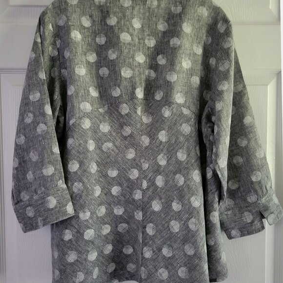 Habitat Grey and White Dotted 100% Linen Shirt Size Large - Picture 2 of 7